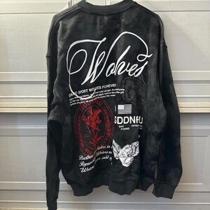 Darc Sport Black Crewneck Sweater Wolves Design 1 of 500